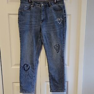 Embroidered Heart Straight Leg Women's Jeans